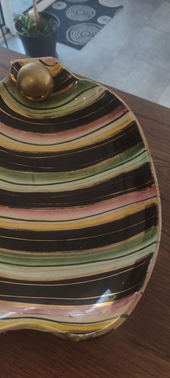 Vintage Ceramic Dish Hubert Bequet Quaregnon Gilded - N°477, Crockery, Multi Color (photo 15 of 15)