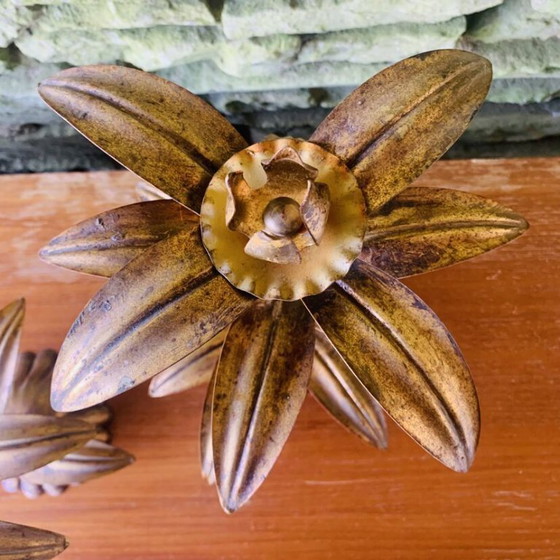 Image 1 of Coppia di candelabri in foglia d'oro degli anni '60