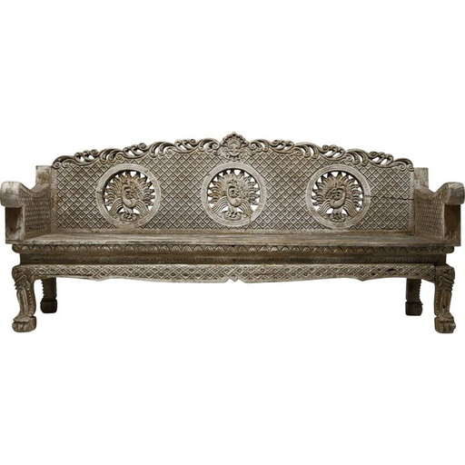 Panca olandese in legno d'epoca in stile Art Nouveau, anni 1890