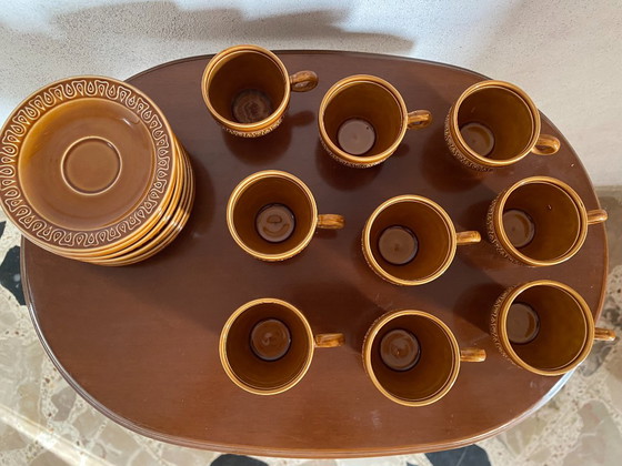 Vintage Pagnossin Treviso Tea & Coffee Service 21 Pieces, 1970s – Caramel Brown Earthenware – Crockery (photo 3 of 11)