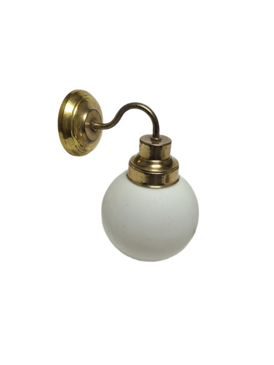 Art Deco wandlamp, Polen, jaren 1950 – Wandlampen, Glass, Brass (photo 3 of 8)