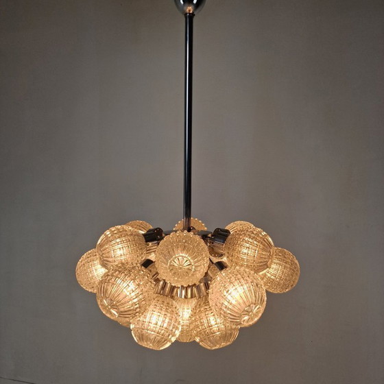 Image 1 of Large Glass Globe Chandelier by Richard Essig, Germany, 1960s