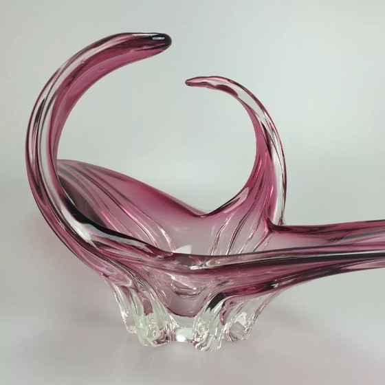 Image 1 of XXL années 70 Coupe Murano Verre de Murano Violet Blanc Coupe à fruits Design