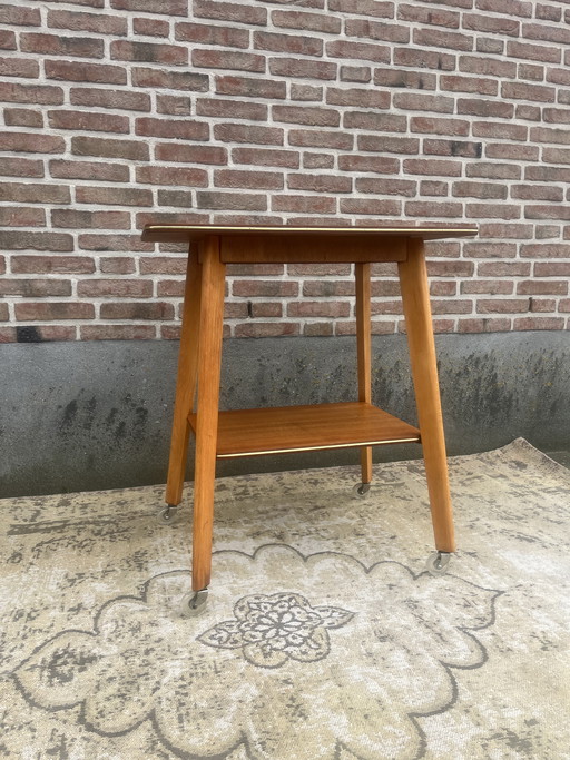 Vintage Danish teak, side table trolley, side table, beautiful tall trolley table