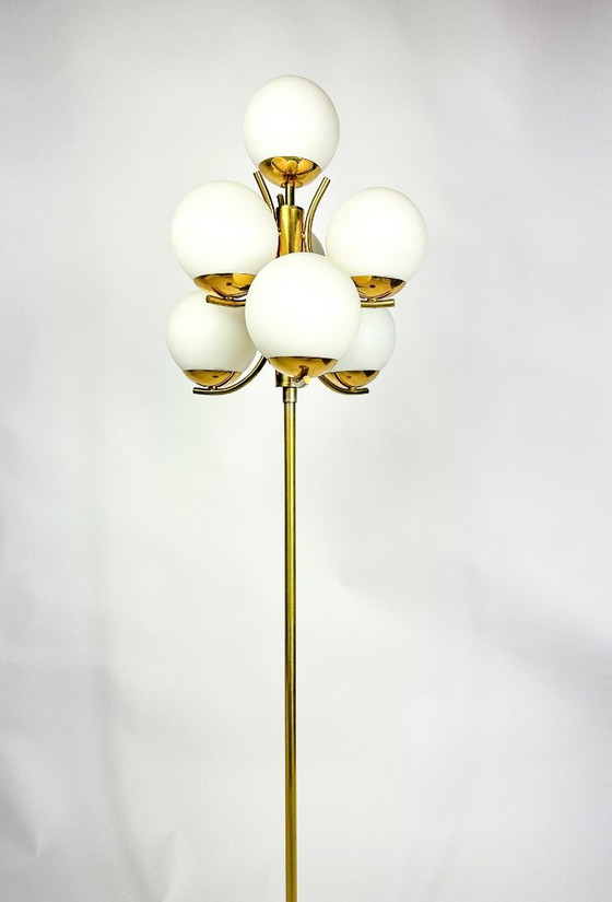 Lampadaire Sputnik vintage Richard Essig, Verre, Métal, Doré (photo 15 sur 16)