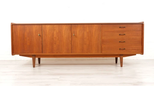 Vintage Dressoir | Zwarte Greepjes | 220 Cm | 1960S