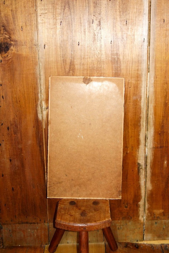 Image 1 of mid-century forest scene wall art * pink gravel mosaic * deer and fawn * kitsch woodland decor