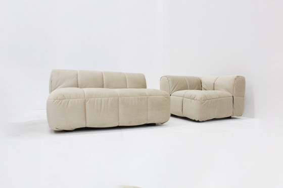 Image 1 of Divano modulare vintage Arflex Strips in velluto beige Cini Boeri