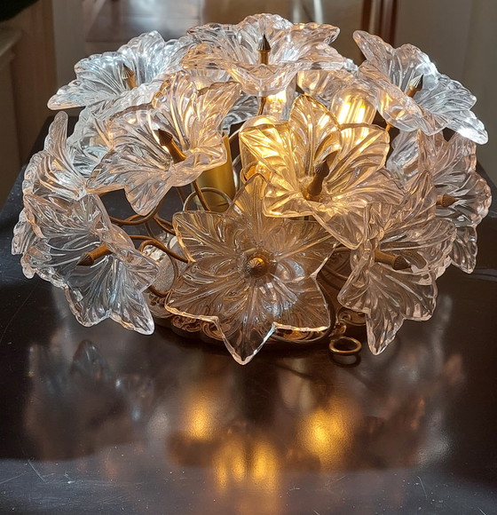 Image 1 of Bloemvormige wandlamp in art nouveau-stijl van Murano-glas, gemaakt door Venini.