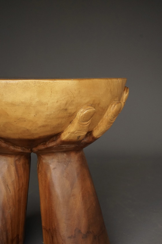Image 1 of Table à mains vintage en bois massif, 1970