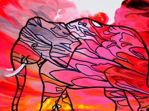 Elephant 2 Pink – schilderijen tekeningen, Paper (photo 2 of 5)
