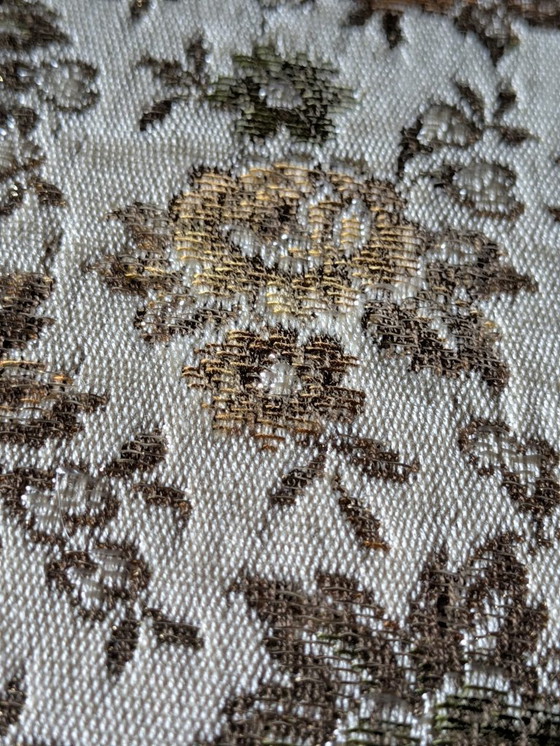 Image 1 of 3-delige vintage tafelloperset met groene en oranje bloemen – goudkleurige rand