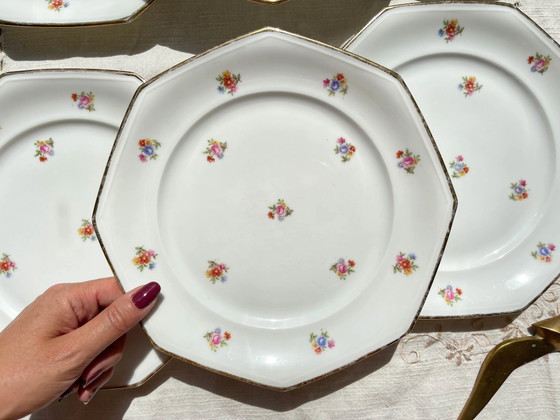 6 platos llanos de porcelana francesa floral LAMOTTE – Loza, Porcelain (photo 6 of 20)