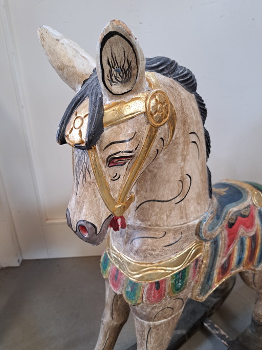 Cavallo a dondolo antico intagliato a mano – decoratieve objecten, Wood (photo 2 of 6)