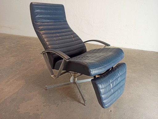 Vintage Leather Swivel Recliner Armchair – fauteuils, Metal (photo 2 of 15)