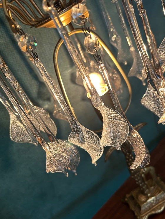 Image 1 of Vintage Crystal Table Lamp Giraffe With Palm Tree