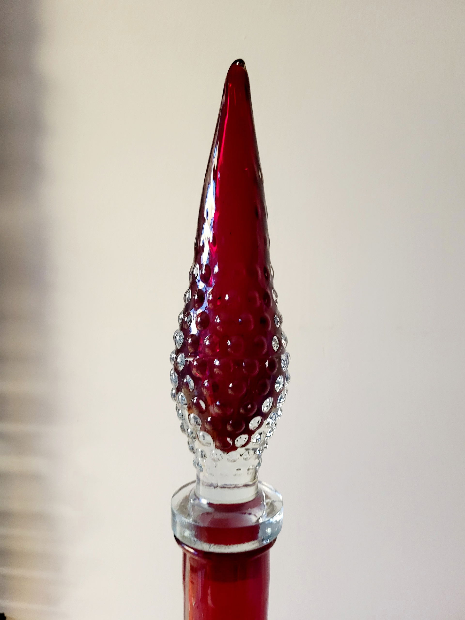 Empoli Red Genie Bottle Decanter with Double Tier Stopper