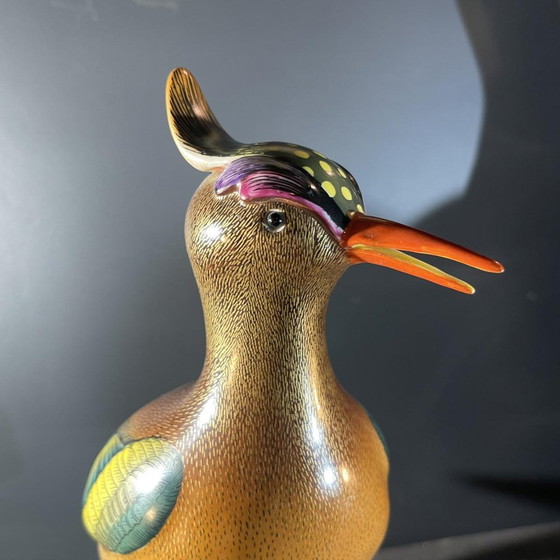 Crested Bird Polychrome Porcelain & Ormolu Sculpture, 1970s – Bronze, Wood, Hollywood Regency (photo 10 of 19)