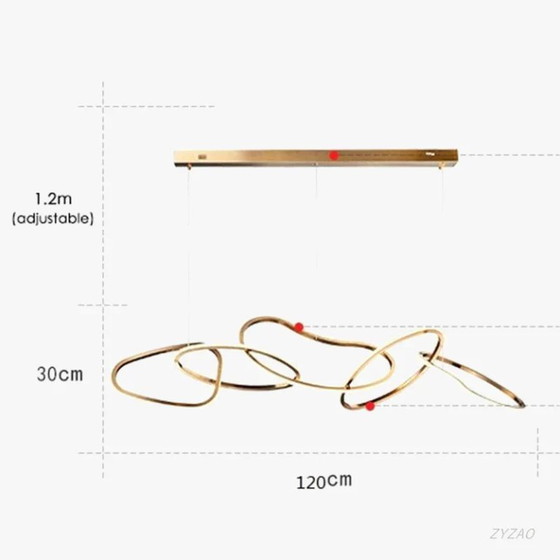 Image 1 of Lustre Cartier au design long et élancé, orné de cinq cercles dorés.