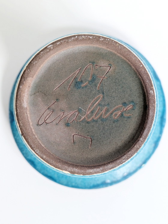 Image 1 of 1960's Ceramano Ceralux Vase von Hans Welling, Mitte des Jahrhunderts Türkis Fett Lava Keramik, Westdeutsche Töpferei