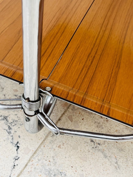 Carrello di servizio pieghevole Bremshey Dinett in cromo vintage e legno – Carrelli bar, Chrome (photo 13 of 16)