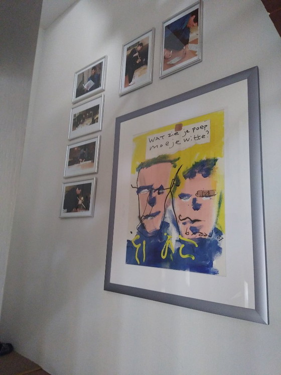 Image 1 of Herman Brood painting with photos of the making of