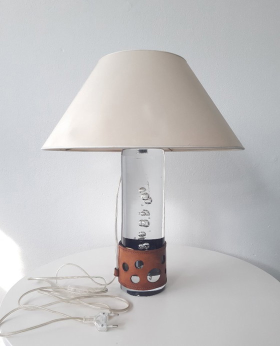 Image 1 of Bellissima lampada in vetro massiccio di Daum, lampada da tavolo vintage in cristallo francese