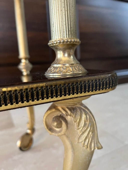 Elegante mesa móvil vintage de los años 60 y 70, chapada