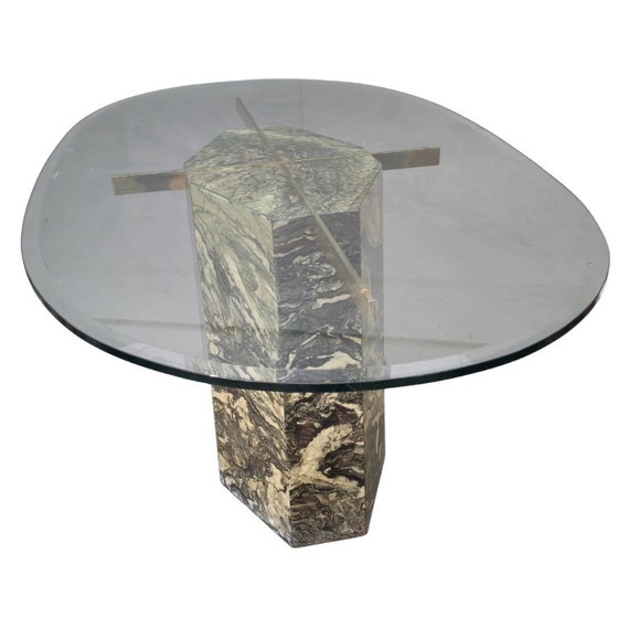 Image 1 of Tavolo da pranzo Artedi Style in vetro e marmo verde