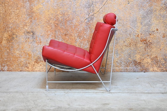 Image 1 of Red leather Leolux Volare designer armchair