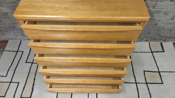 Image 1 of Vintage Scandinavische commode van massief hout met 6 lades, jaren 70.
