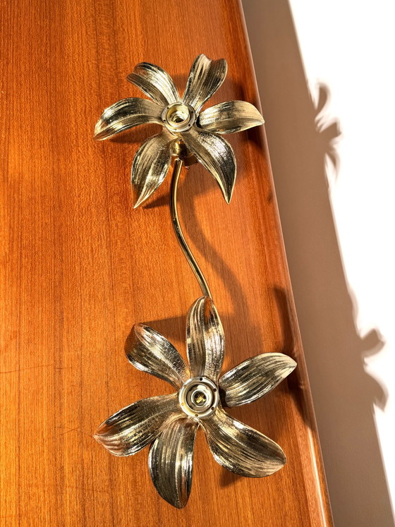 Applique murale florale vintage en laiton style Willy Daro – Appliques murales (photo 3 of 4)