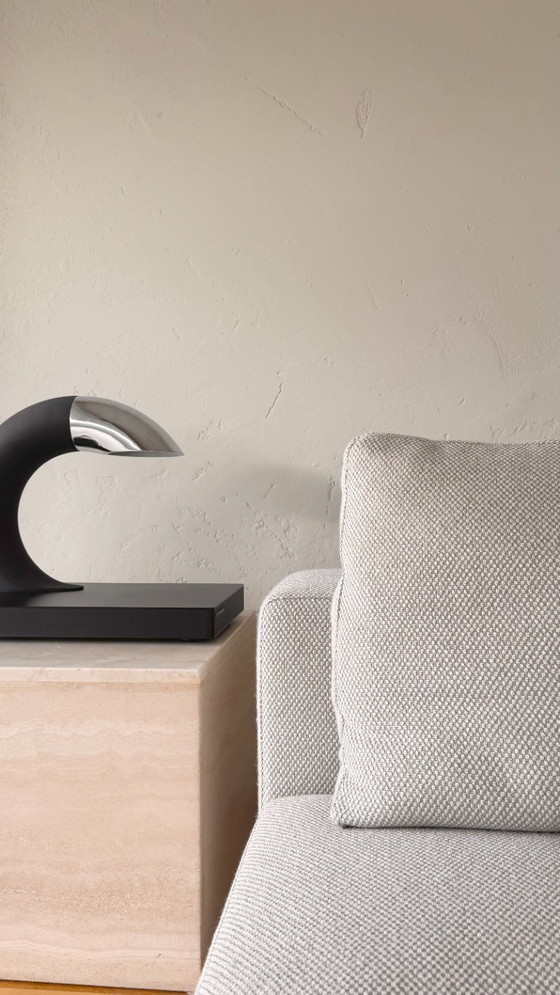 Image 1 of Lampe de table circulaire Fratelli Martini en acier noir et aluminium