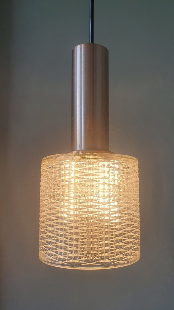 Image 1 of Lampada a sospensione vintage Philips in vetro stile Mid Century - color ottone