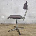 Vintage Skai/Metaal Verstelbare Industriële Bureaustoel (40s) adjustable industrial desk chair 