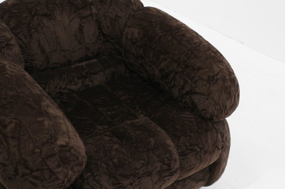 Image 1 of Set vintage italiaanse fauteuils bruin velvet jaren 70 