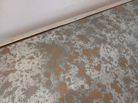 Image 1 of Tavolino vintage in vetro eglomato, cromo e pelle degli anni '70