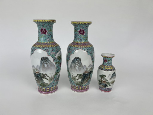 Jingdezhen Proc Vases Family Roses