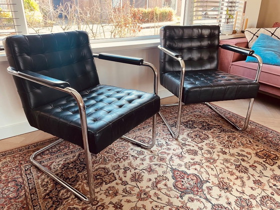 Image 1 of Poltrone in stile Bauhaus con struttura tubolare in pelle