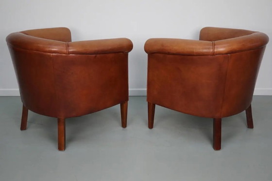Image 1 of Poltrone club olandesi vintage in pelle color cognac, set da 2