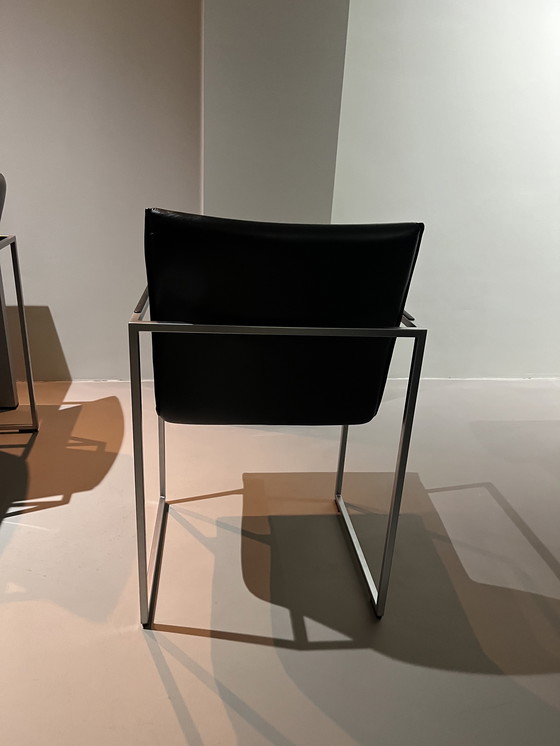 Image 1 of Arco 6 sedie da pranzo in pelle nera