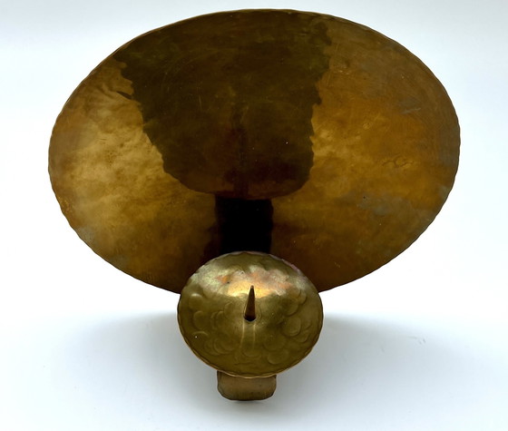 Image 1 of Art Deco wandkaarsenhouder van messing, ca. 1920-1940