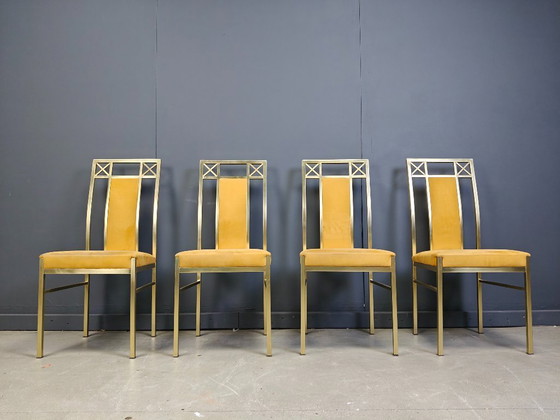 Image 1 of Sedie da pranzo vintage in ottone di Belgochrom, anni '70