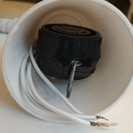 Image 1 of Suspension vintage style ère spatiale – Luminaire suspendu sculptural blanc – Années 1970