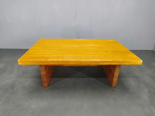 1960s Scandinavian Solid Pine Coffee Table Minimalist Design