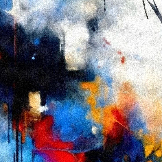 Image 1 of Colorful Abstract Acrylic Painting on Canvas / 60x60 cm