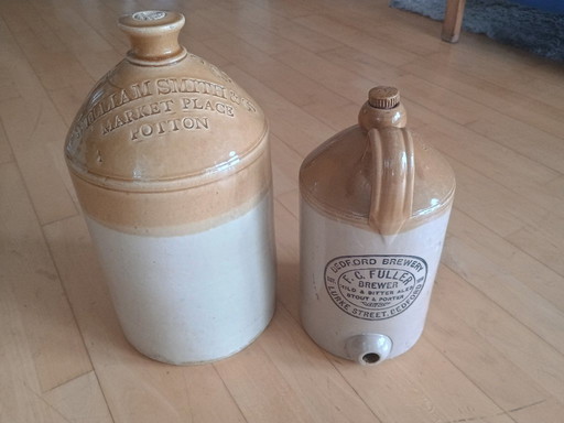 Antieke Engelse bierkruiken (set van 2)