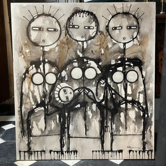 Jean-Pierre Katembwe, Naissance d'une Fille, Huile sur Toile, 2017 – Peintures et dessins, Canvas, Abstract (photo 11 of 12)