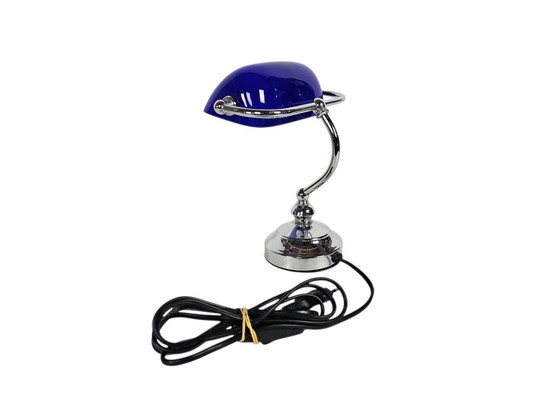 Image 1 of Lampe de banquier - style Tiffany - métal - opaline - années 90