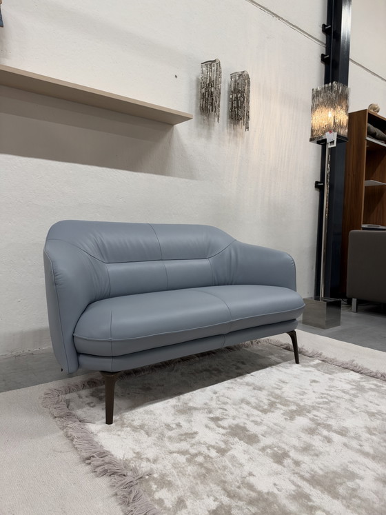 Leolux Lindo 2 zits Bank Senso Heaven, 2 zitsbanken, Leer, Blauw (foto 4 van 8)